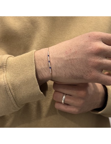 Bracciale Argento Rosato Catena Tennis Blu Bianchi [908f19a4]