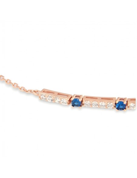 Bracciale Argento Rosato Catena Tennis Blu Bianchi [2792d8a0]