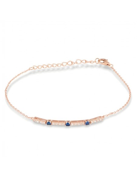 Bracciale Argento Rosato Catena Tennis Blu Bianchi [22c29fbe]