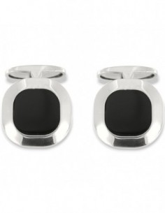 GEMELLI ARGENTO RODIATO QUADRATI NERO CENTRO [24ea38f5]