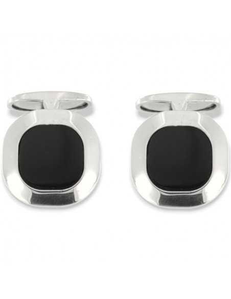 GEMELLI ARGENTO RODIATO QUADRATI NERO CENTRO [24ea38f5]
