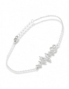 Bracciale Argento Rodiato Battito Cardiaco Zirconi Bianchi [b4f62a19]