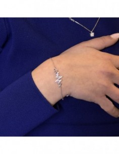 Bracciale Argento Rodiato Battito Cardiaco Zirconi Bianchi [b4f62a19] 2