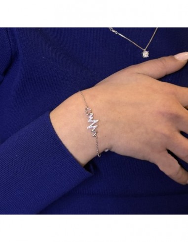 Bracciale Argento Rodiato Battito Cardiaco Zirconi Bianchi [a07e75c7]