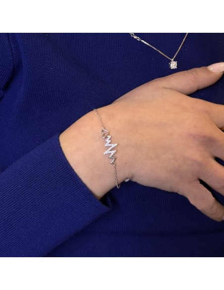 Bracciale Argento Rodiato Battito Cardiaco Zirconi Bianchi [a07e75c7]