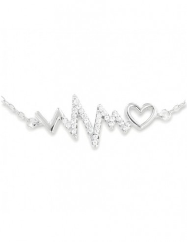 Bracciale Argento Rodiato Battito Cardiaco Zirconi Bianchi [1763b4c3]