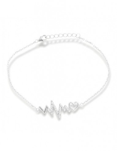 Bracciale Argento Rodiato Battito Cardiaco Zirconi Bianchi [a52e32d9]