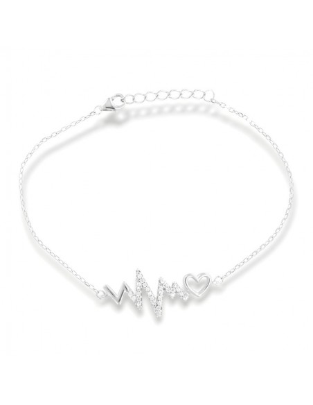 Bracciale Argento Rodiato Battito Cardiaco Zirconi Bianchi [a52e32d9]