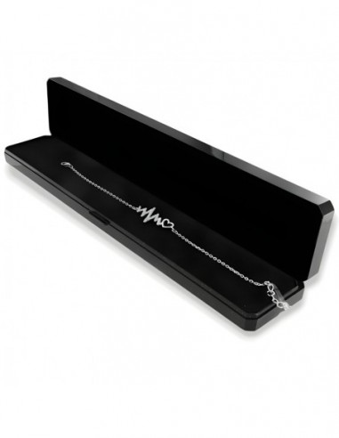 Bracciale Argento Rodiato Battito Cardiaco Zirconi Bianchi [3b0ff460]