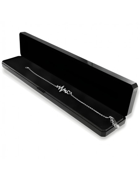 Bracciale Argento Rodiato Battito Cardiaco Zirconi Bianchi [3b0ff460]