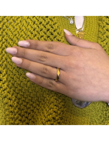 Anello Oro Giallo Fascia Sfaccettata [e56fd961]