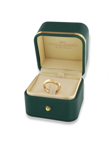 Anello Oro Giallo Fascia Sfaccettata [8e041c76]