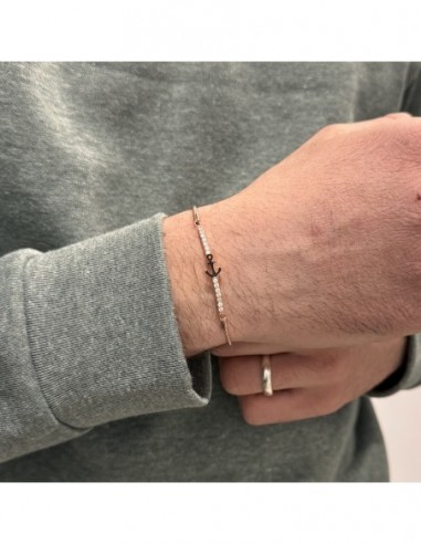 Bracciale Argento Rosato Popcorn Ancora Zirconi Bianchi [11280075]