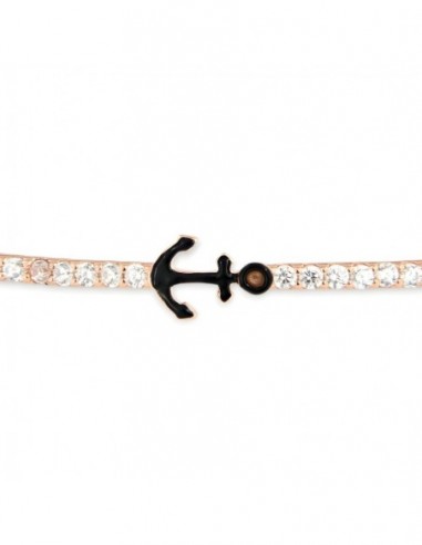Bracciale Argento Rosato Popcorn Ancora Zirconi Bianchi [a635c171]