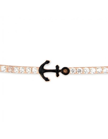 Bracciale Argento Rosato Popcorn Ancora Zirconi Bianchi [a635c171]