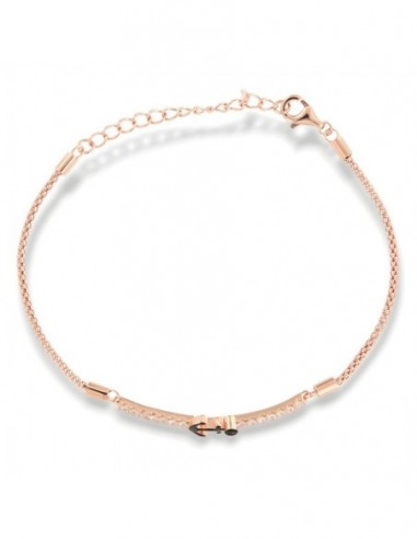 Bracciale Argento Rosato Popcorn Ancora Zirconi Bianchi [1478476b]