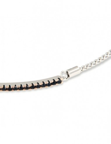 Bracciale Argento Rodiato Popcorn Zirconi Neri [21991970]