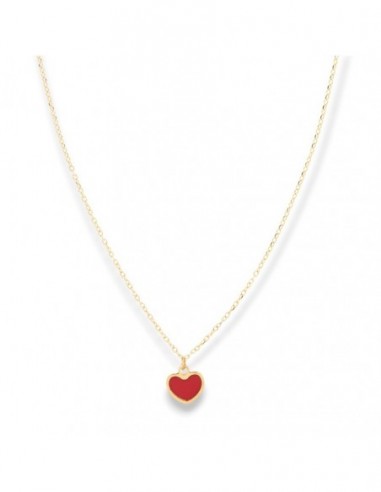 Collana Oro Giallo Cuore Smaltato Rosso [69f9bf87]
