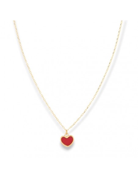 Collana Oro Giallo Cuore Smaltato Rosso [69f9bf87]