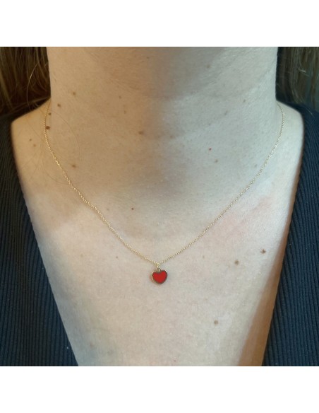 Collana Oro Giallo Cuore Smaltato Rosso [2a913307]