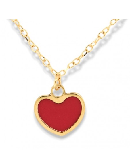 Collana Oro Giallo Cuore Smaltato Rosso [2a86b462]