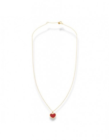 Collana Oro Giallo Cuore Smaltato Rosso [98dcb51d]