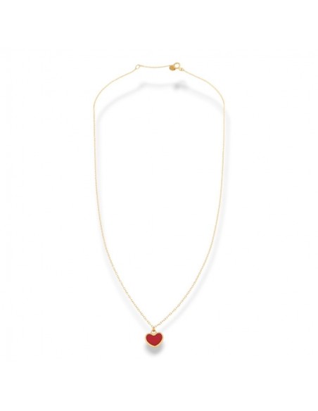 Collana Oro Giallo Cuore Smaltato Rosso [98dcb51d]