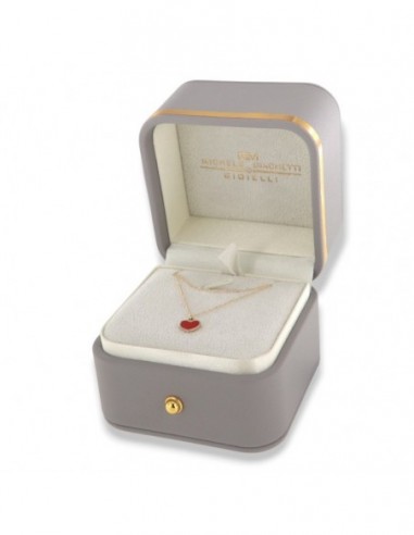 Collana Oro Giallo Cuore Smaltato Rosso [2fc17419]