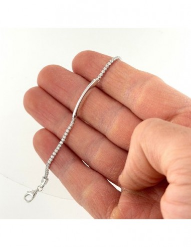 Bracciale Argento Rodiato Tennis Piastra Centrale [c1dfc49c]