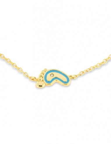 Bracciale Argento Dorato Neonato Piede Celeste [ddea0a43]