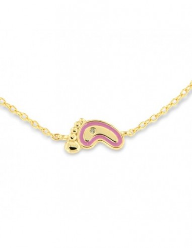 Bracciale Argento Dorato neonato Piede Rosa [70c9c448]