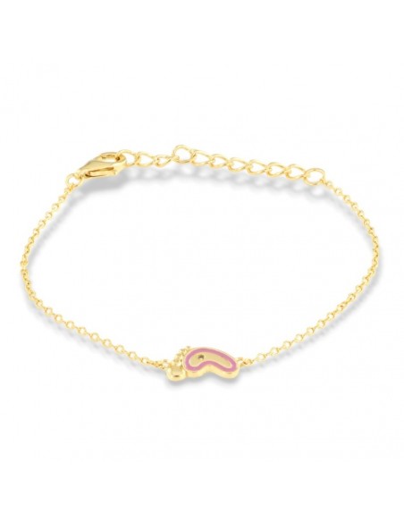Bracciale Argento Dorato neonato Piede Rosa [75998356]
