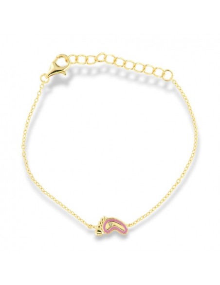 Bracciale Argento Dorato neonato Piede Rosa [c2844252]
