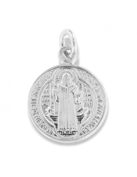 Ciondolo Argento Rodiato Piastra Tonda Religiosa 15MM [847f83d7]