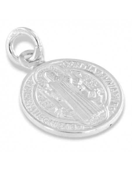 Ciondolo Argento Rodiato Piastra Tonda Religiosa 15MM [368d3635]