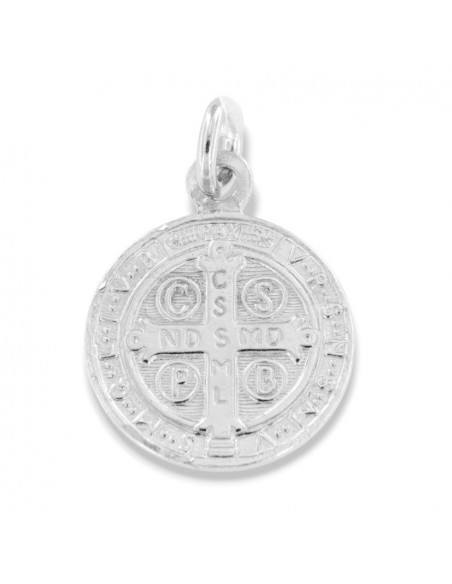 Ciondolo Argento Rodiato Piastra Tonda Religiosa 15MM [33dd712b]