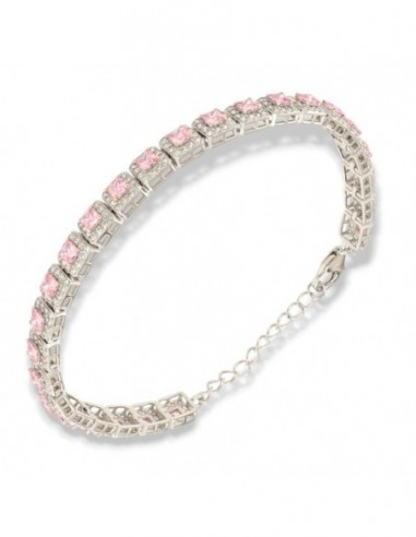 Bracciale Argento Rodiato Principessa Quadrata Rosa [035cf6dc]