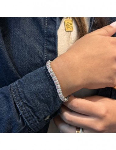 Bracciale Argento Rodiato Principessa Quadrata Rosa [8cfaa21d]