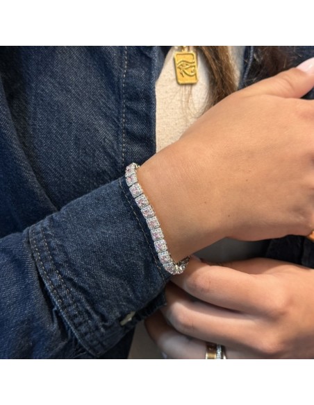 Bracciale Argento Rodiato Principessa Quadrata Rosa [8cfaa21d]
