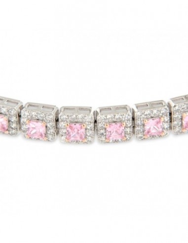 Bracciale Argento Rodiato Principessa Quadrata Rosa [3be76319]