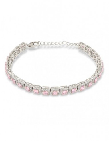 Bracciale Argento Rodiato Principessa Quadrata Rosa [3eb72407]