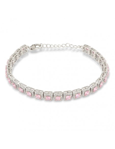 Bracciale Argento Rodiato Principessa Quadrata Rosa [3eb72407]