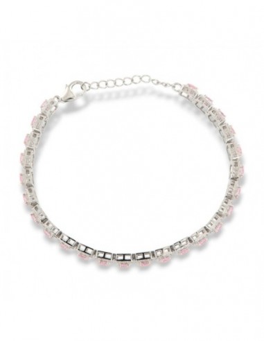 Bracciale Argento Rodiato Principessa Quadrata Rosa [89aae503]