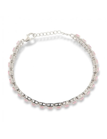 Bracciale Argento Rodiato Principessa Quadrata Rosa [89aae503]