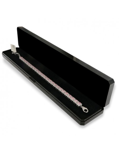 Bracciale Argento Rodiato Principessa Quadrata Rosa [508ca60e]