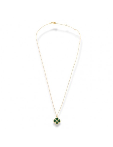 Collana Oro Giallo Quadrifoglio Malachite Verde [9685041e]