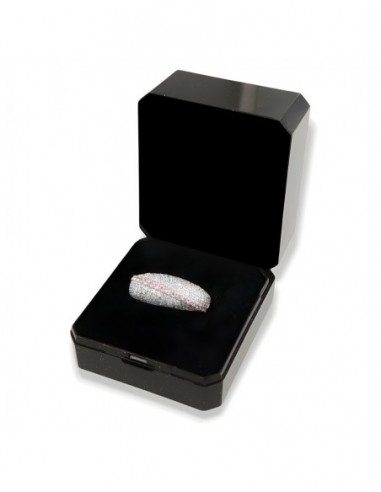 Anello Argento Rodiato Fascia Zirconi Bianchi Rosa [406bbf64]