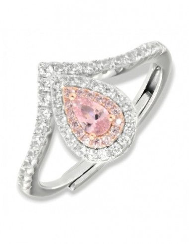 Anello Argento Rodiato Principessa Rosa Goccia [944fcba4]