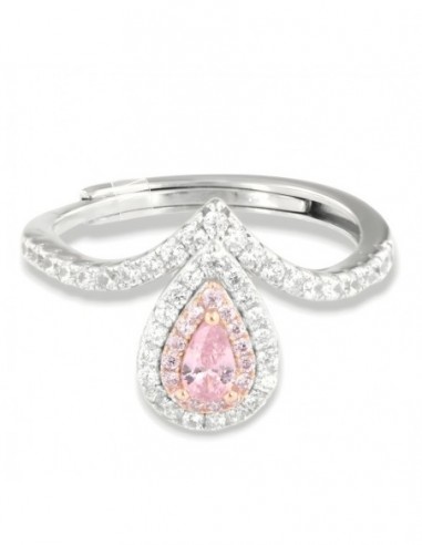 Anello Argento Rodiato Principessa Rosa Goccia [ff240eb3]