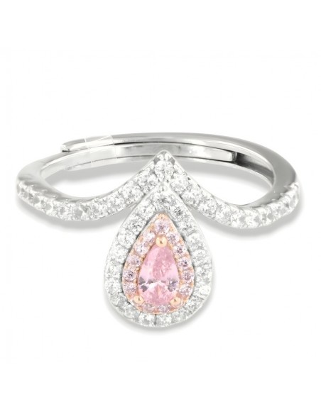 Anello Argento Rodiato Principessa Rosa Goccia [ff240eb3]